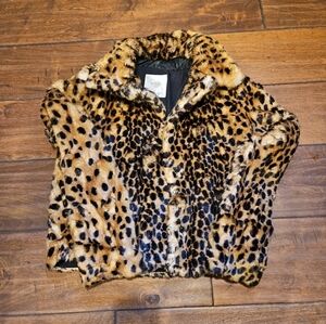 Zara Leopard Print Faux Fur Jacket